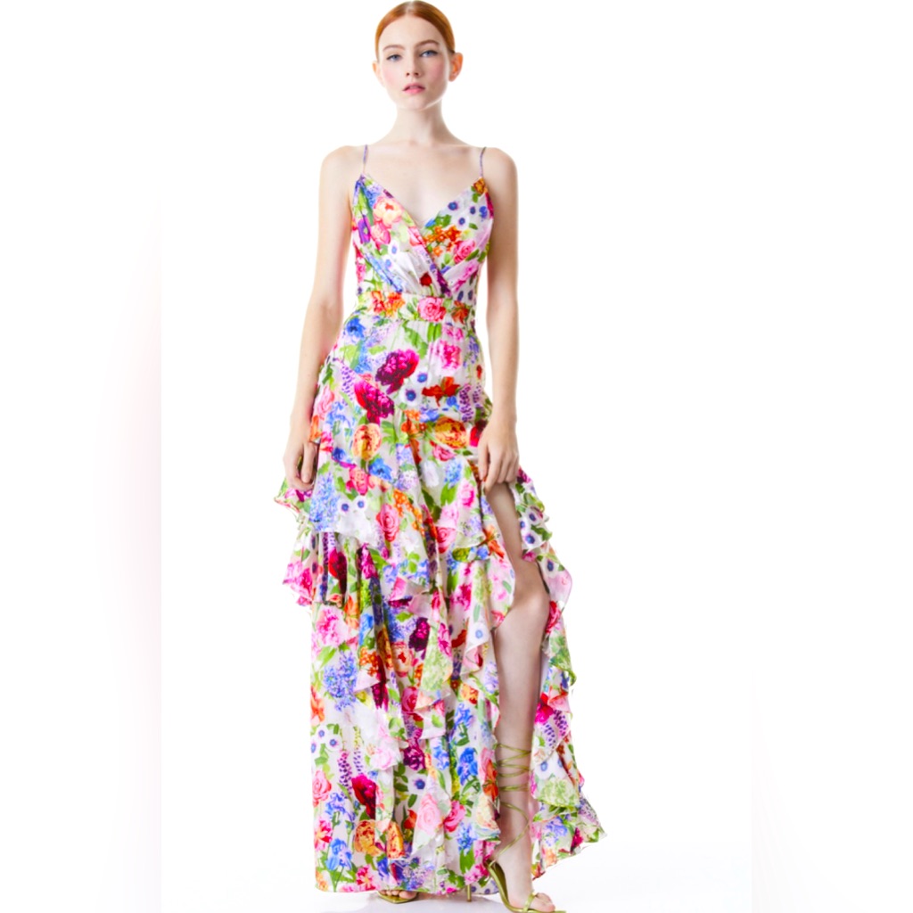 Alice+Olivia Hayden Floral Silk Maxi Dress
